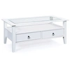 Image de Table basse 2 tiroirs pin massif vernis blanc Prince 115 cm