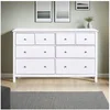Image de Commode 8 tiroirs 160x39,5x96 cm en pin blanc - CHILOM