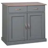 Image de Commode 2 portes 2 tiroirs pin massif foncé et gris Luza