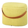 Image de Pouf tissu jaune avec sangle en simili cuir Valentin