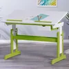 Image de Inter Link - Bureau réglable en hauteur - Bureau pour enfants, élèves - Pupitre inclinable - Support pour livres - Bois massif laqué blanc - Applications en vert - Vert / Blanc en occasion ou reconditionné