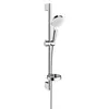Image de Pommeau de douche Crometta 2 jets flexible barre 65 cm et porte-savon blanc/chromé