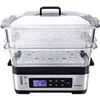 Image de cuiseur vapeur 2 paniers 1200w inox/noir - dg2