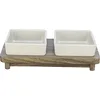 Image de TRIXIE Set de gamelles pour Chien City Style 2 x 400 ML en céramique Blanche - gamelle Pratique pour Grands Chiens 12 x 12 cm sur Socle en Bois, Robuste et Lavable au Lave-Vaisselle - 24824 en occasion ou reconditionné