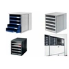 Image de Module de classement, 5 tiroirs ouverts, gris/bleu