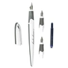 Image de Parure Calligraphie : Stylo Plume Ergonomique Corps Blanc - 3 Plumes différentes