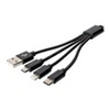 Image de 3-in-1 Charger Cable - Câble Lightning - USB mâle pour Micro-USB de type B, Lightning, 24 pin USB-C mâle - 15 cm - noir