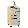 Image de Caisson de bureau sur roulettes LAGOS, avec 5 tiroirs finition vernis naturel et lasuré gris