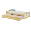 Image de Lit gigogne LORENA en pin massif, 90 x 190 cm, vernis naturel et blanc