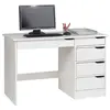 Image de Bureau HUGO avec rangement 5 tiroirs style scandinave en pin massif lasuré blanc