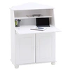 Image de Bureau secrétaire DAVID avec abattant rangement plusieurs étagères 2 portes et plan de travail rabattable en pin massif lasuré blanc