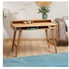Image de Bureau secrétaire LUNA avec niches 110 x 84 x 54 cm, En bois de pin massif, Rangement élégant et compact, Petit bureau, Brun