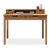 Image de Bureau RAUL L 114 cm en bois massif coloris chêne avec quatre tiroirs et une niche réhausse écran intégrée