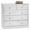 Image de Commode de chambre RONDO meuble de rangement avec 5 tiroirs, en pin massif lasuré blanc