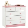 Image de Commode en pin RONDO, 2+3 tiroirs, lasuré blanc et rose
