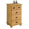 Image de Commode chambre COLMAR L 49 cm en bois massif brun avec 4 tiroirs, meuble de rangement adulte lasuré