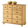 Image de Commode chambre COLMAR L 92 cm 8 tiroirs en bois massif brun chiffonnier apothicaire rangement avec poignées en métal