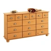 Image de Commode chambre COLMAR L 134 cm 12 tiroirs en bois massif brun chiffonnier apothicaire rangement