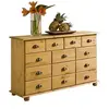 Image de Commode COLMAR chiffonnier apothicaire rangement avec 11 tiroirs en pin massif finition teintée/cirée