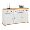 Image de Buffet salon COLMAR L 134 cm bois massif, Blanc et brun