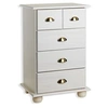 Image de Commode chambre COLMAR L 49 cm en bois massif blanc avec 4 tiroirs, meuble de rangement adulte lasuré