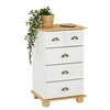 Image de Commode chambre COLMAR L 49 cm en bois massif brun avec 4 tiroirs, meuble de rangement adulte lasuré