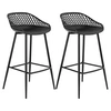 Image de Lot de 2 tabourets de bar IREK chaise haute pour cuisine ou comptoir design retro, en plastique et métal noirs, hauteur d'assise 75