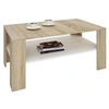 Image de Table basse LORIENT, table de salon rectangulaire avec 1 étagère espace de rangement ouvert, en mélaminé décor chêne sonoma et blanc