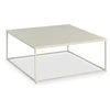 Image de Table basse HILAR grande table de salon couleur beige design retro vintage industriel, plateau carré de 80 x 80 cm