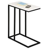 Image de Bout de canapé DEBORA table d'appoint table à café table basse de salon cadre en métal noir plateau rectangulaire en MDF blanc mat