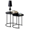 Image de Lot de 2 tables d'appoint LEYRE tables basses gigognes, tables à café design industriel, plateau rond en verre et cadre métal