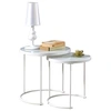 Image de Lot de 2 tables d'appoint LEYRE tables basses gigognes, tables à café design industriel, plateau rond en verre et cadre métal