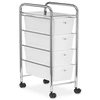 Image de Caisson de rangement sur roulettes GINA 4 tiroirs, en plastique blanc et métal