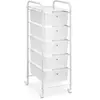 Image de Caisson sur roulettes GINA chariot avec 5 tiroirs en plastique blanc transparent et 1 étagère, rangement salle de bain métal blanc