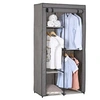 Image de Garde-robe ADAM en tissu gris, avec 2 tringles à vêtements et 3 étagères