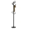 Image de Porte-manteaux MILA portant pour vêtements sur pied hauteur 174 cm socle rond et 8 crochets, meuble d'entrée en métal laqué noir