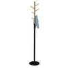 Image de Porte-manteaux ENRICO portant à vêtements sur pied en forme d'arbre avec 6 crochets, en métal laqué noir et bois
