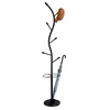 Image de Porte-manteaux TRIANA portant à vêtements sur pied en forme d'arbre avec 6 crochets et un porte parapluie, métal laqué noir et bois