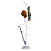 Image de Porte-manteaux TRIANA portant à vêtements sur pied en forme d'arbre avec 6 crochets et un porte parapluie, métal laqué blanc et bois