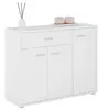 Image de Buffet salle à manger CORLAINE L 88 cm blanc avec 1 tiroir et 3 portes, bahut bas, meuble de rangement