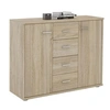 Image de Buffet salle à manger ELODIE L 89 cm coloris chêne sonoma avec 4 tiroirs et 2 portes, bahut bas