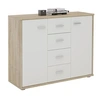 Image de Buffet salle à manger ELODIE L 89 cm coloris chêne sonoma et blanc avec 4 tiroirs et 2 portes, bahut bas