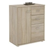 Image de Buffet REMY, commode meuble de rangement avec 2 tiroirs et 2 portes, en mélaminé décor chêne sonoma