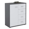 Image de Buffet salle à manger OSCAR L 60 cm en bois coloris gris et chêne sonoma avec 4 tiroirs et 1 porte, meuble de rangement