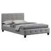Image de Lit simple JOLIEN, 120 x 190 cm, capitonné avec sommier, revêtement en tissu gris