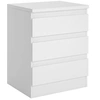 Image de Table de chevet BURGOS, commode table de nuit avec 3 tiroirs sans poignée, en mélaminé blanc mat