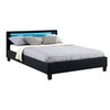 Image de Lit LED double PINOT 140x190 cm, avec sommier, revêtement synthétique noir