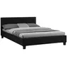 Image de Lit double MATHIEU, 140 x 190 cm, capitonné avec sommier, revêtement en tissu noir