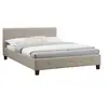 Image de Lit double MATHIEU, 140 x 190 cm, capitonné avec sommier, revêtement en tissu beige