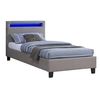 Image de Lit LED simple MOLINA 90x190 cm, avec sommier, revêtement tissu gris